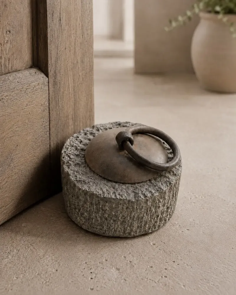 Unique pieces - Stone Door Stopper with iron ring Handle - ARTISAN BY MF