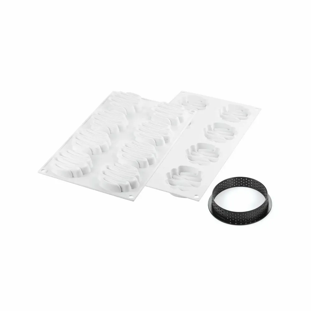Kitchen utensils - KIT TARTE RING HONORE ø80 MM - SET SILICONE MOULD + 8 RINGS - SILIKOMART S.R.L.