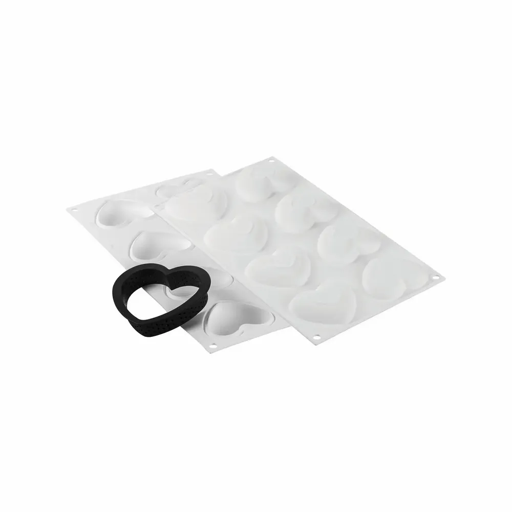 Kitchen utensils - KIT TARTE RING AMORE 80X70 MM - SET SILICONE MOULD 65X55 MM + 8 RINGS - SILIKOMART S.R.L.