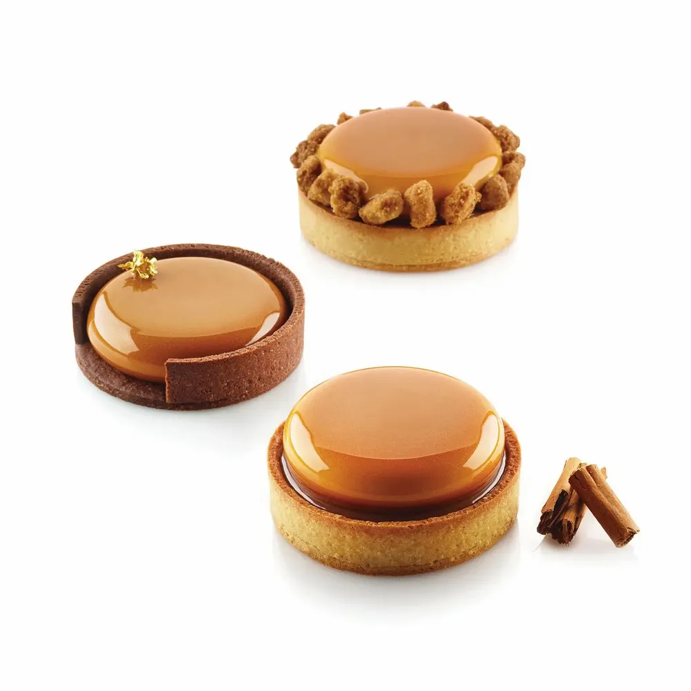 Kitchen utensils - KIT TARTE RING ROUND ø80 MM - SET SILICONE MOULD ø67 MM + 6 RINGS - SILIKOMART S.R.L.
