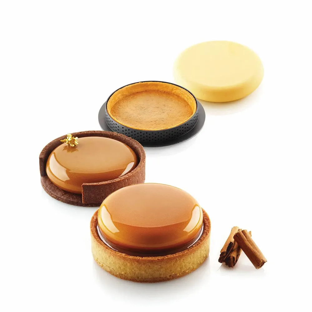 Kitchen utensils - KIT TARTE RING ROUND ø80 MM - SET SILICONE MOULD ø67 MM + 6 RINGS - SILIKOMART S.R.L.