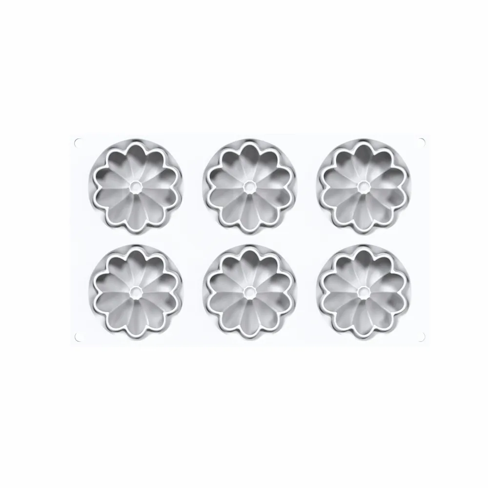 Kitchen utensils - KIT 3D TARTE RING BLOOM Ø80 MM - SET SILICONE MOULD N.6 Ø76,5 H 17 MM + 6 RINGS - SILIKOMART S.R.L.