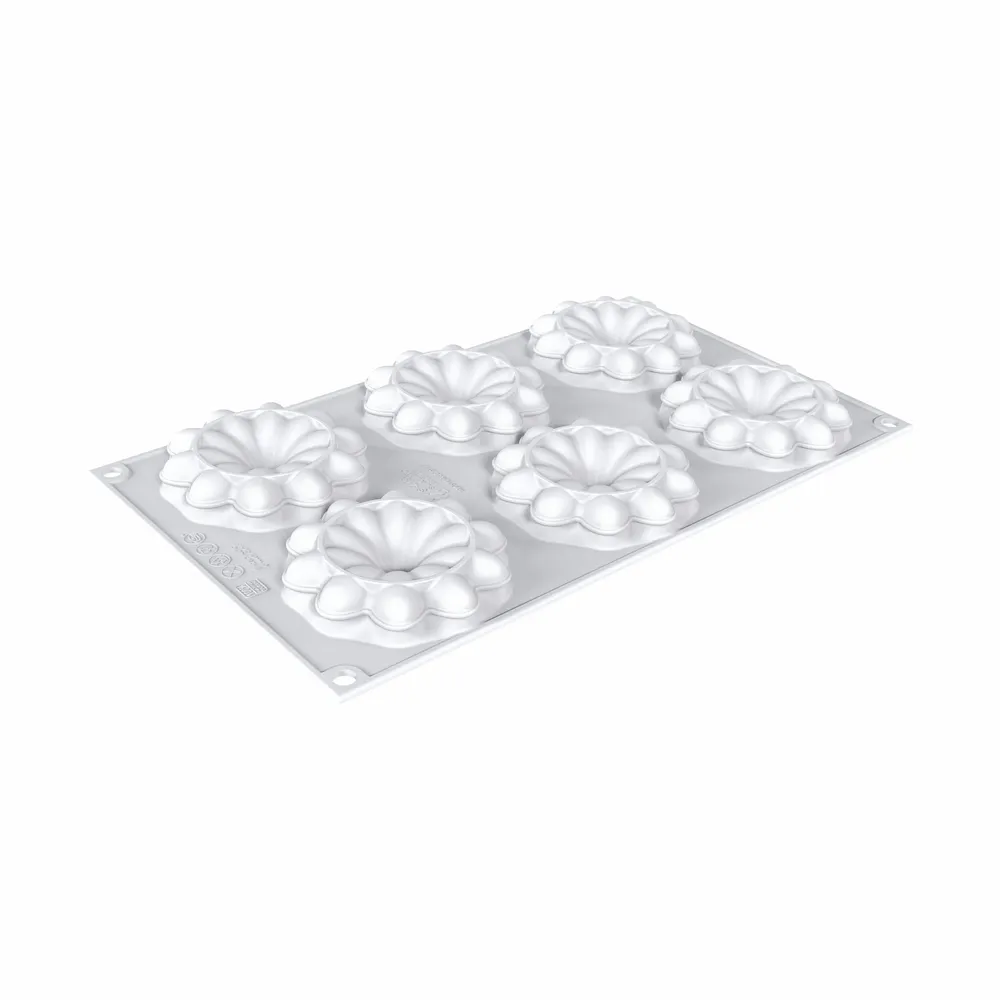 Kitchen utensils - KIT 3D TARTE RING BLOOM Ø80 MM - SET SILICONE MOULD N.6 Ø76,5 H 17 MM + 6 RINGS - SILIKOMART S.R.L.