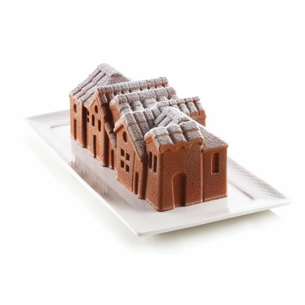 Kitchen utensils - WINTER VILLAGE - KIT SILICONE MOULD 240X100 H 82 MM + PLASTIC SUPPORT - SILIKOMART S.R.L.