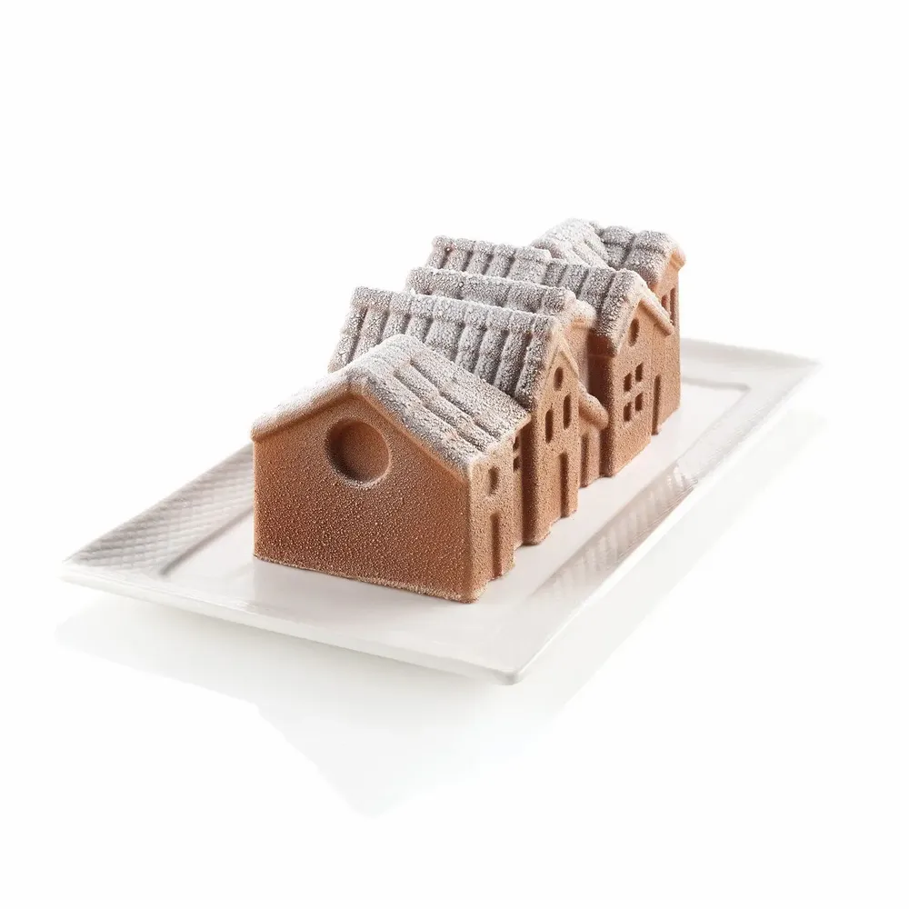 Kitchen utensils - WINTER VILLAGE - KIT SILICONE MOULD 240X100 H 82 MM + PLASTIC SUPPORT - SILIKOMART S.R.L.
