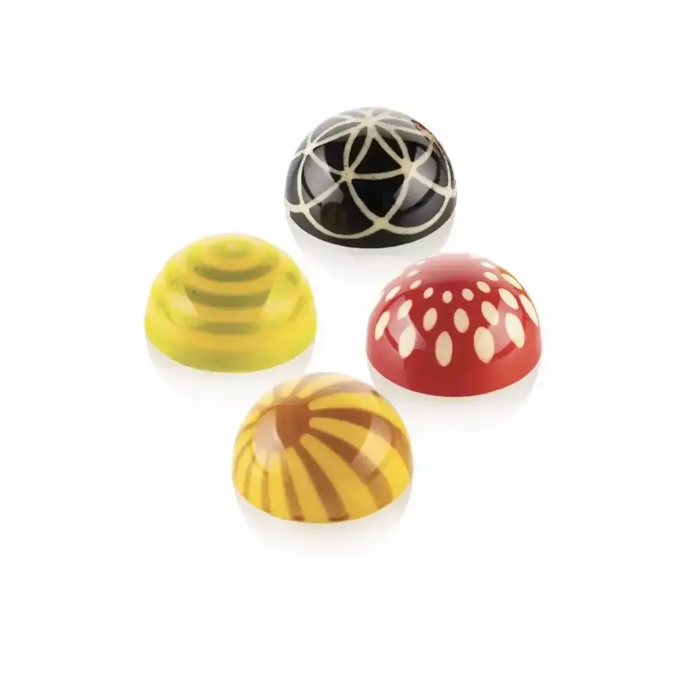 Kitchen utensils - SEMISFERA01 & CHOCO STAMP A - CH013 TRITAN MOULD N.24 Ø31 H 16 MM + 4 STAMPS HAN - SILIKOMART S.R.L.