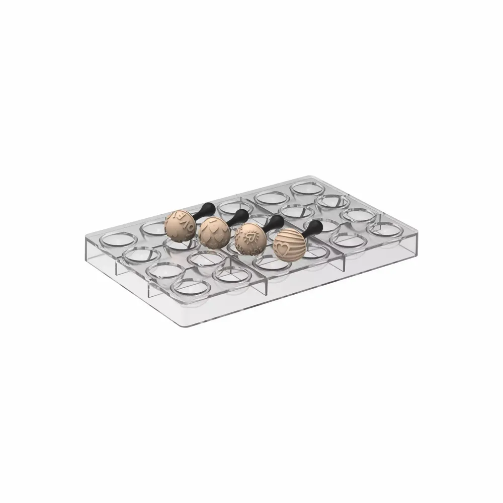 Kitchen utensils - SEMISFERA01 & CHOCO STAMP C - CH013 TRITAN MOULD N.24 ø31 H 16 MM + 4 STAMPS HANDLE - SILIKOMART S.R.L.