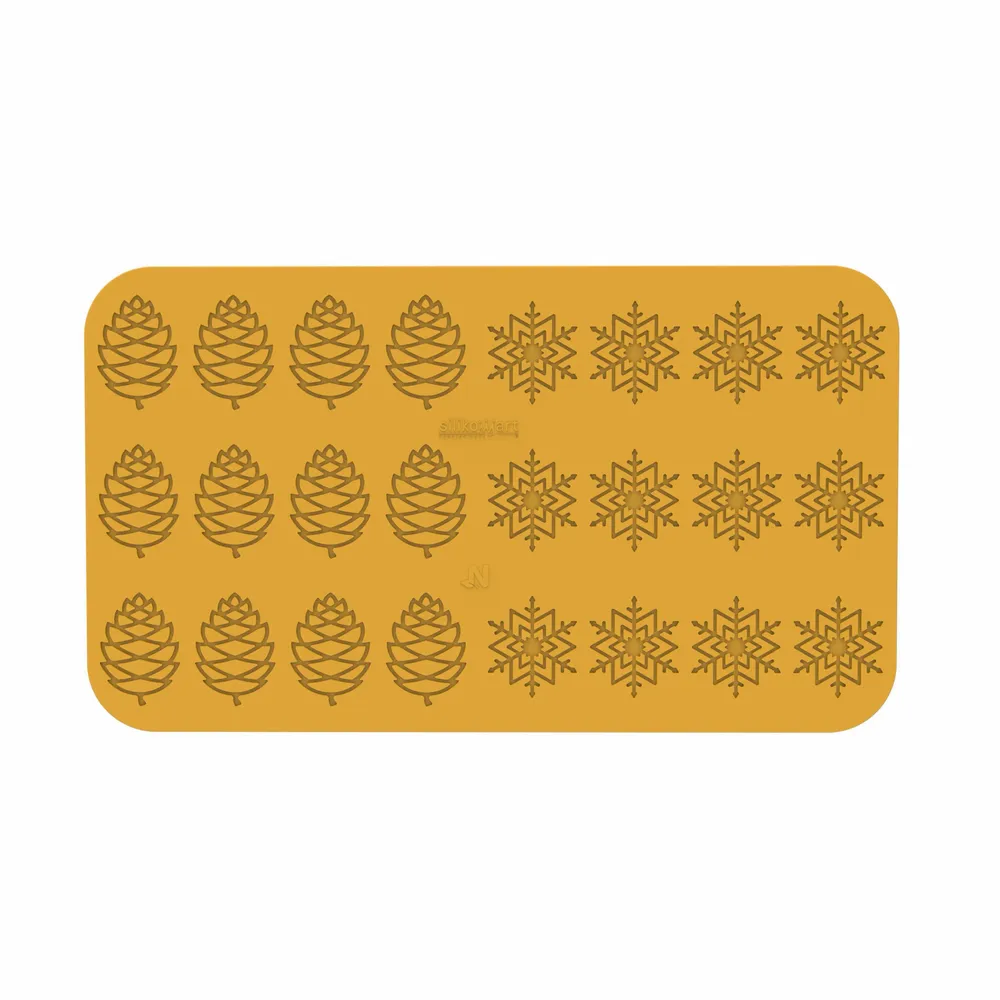 Kitchen utensils - INVERNO - SILICONE MOULD N.12 PINE CONE 67X47 - N.12 SNOWFLAKES ø60 MM - SILIKOMART S.R.L.