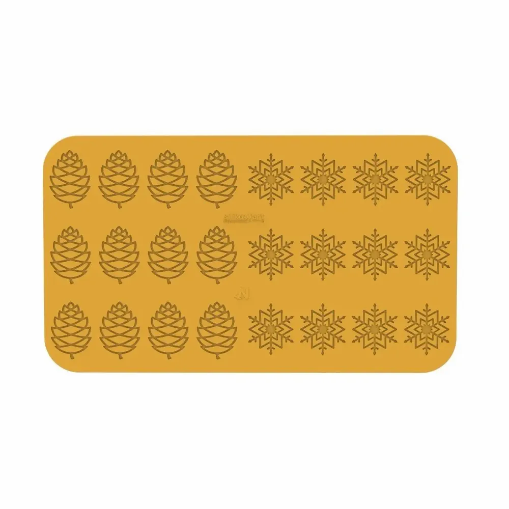 Kitchen utensils - INVERNO - SILICONE MOULD N.12 PINE CONE 67X47 - N.12 SNOWFLAKES ø60 MM - SILIKOMART S.R.L.