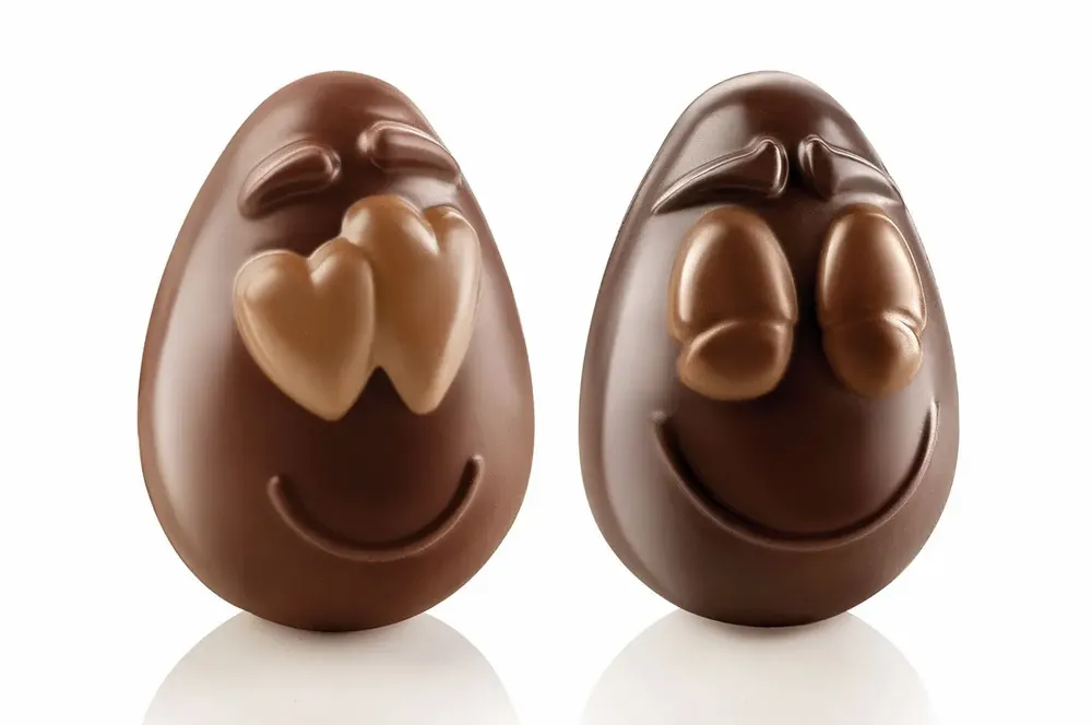 Kitchen utensils - SMILING EGGS - KIT 2 THERMOFORMED MOULDS FOR CHOCOLATE 82X77 H 107 MM - SILIKOMART S.R.L.
