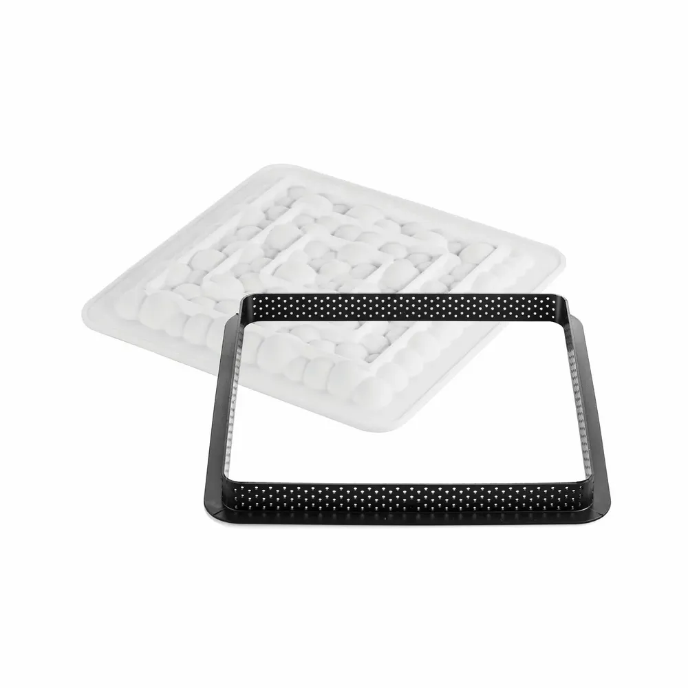 Kitchen utensils - KIT TARTE RING BUBBLE 200x200 MM - SET SILICONE MOULD 175x175 MM + RING - SILIKOMART S.R.L.