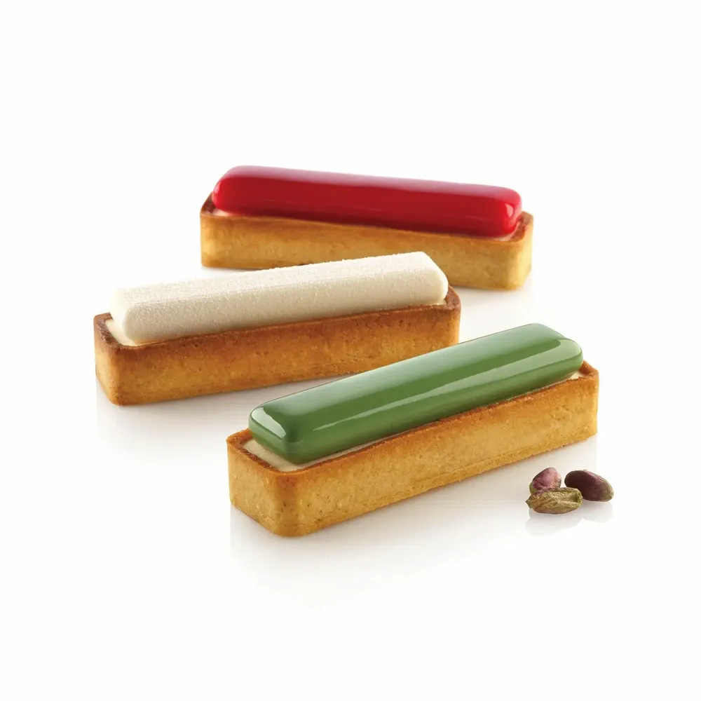 Kitchen utensils - KIT TARTE RING RECTANGULAR 120x35 MM - SET SILICONE MOULD 107X23 + 6 RINGS - SILIKOMART S.R.L.