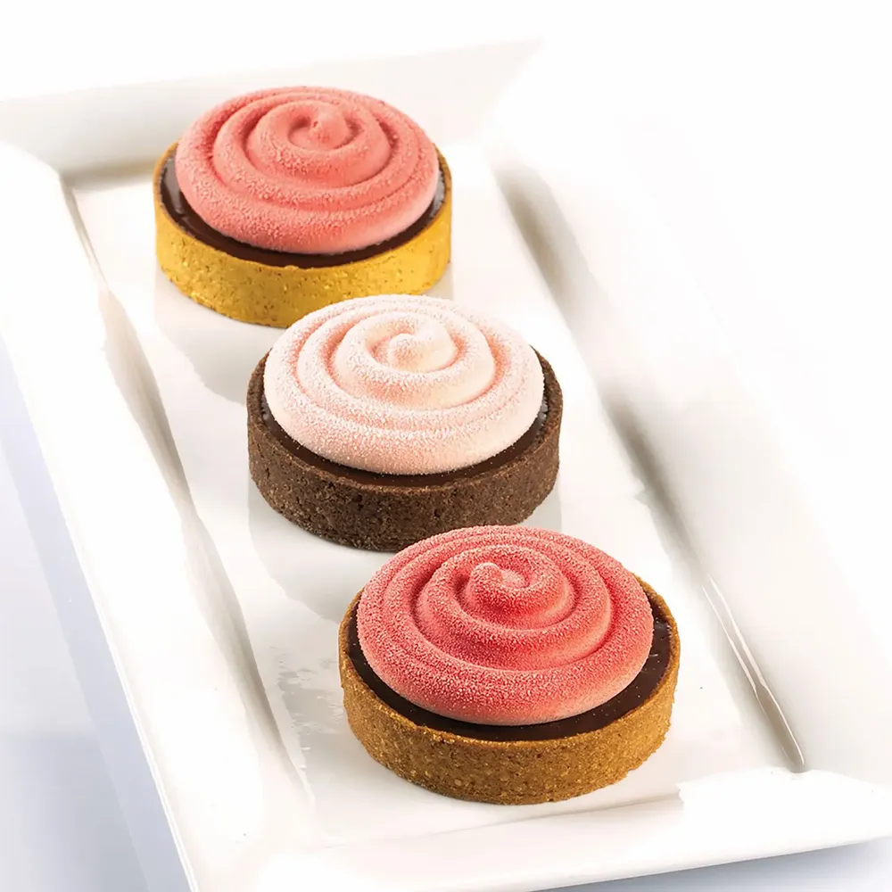 Kitchen utensils - KIT MINI TWIST TARTE - SILICONE MOULD + 6 RINGS ø80 MM - SILIKOMART S.R.L.