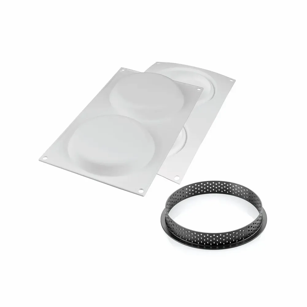 Kitchen utensils - KIT TARTE RING ROUND ø120 - SET 2 SILICONE MOULD ø105 MM + 4 RINGS - SILIKOMART S.R.L.