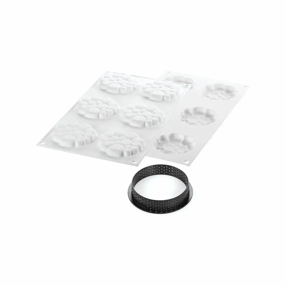 Ustensiles de cuisine - KIT TARTE ANNEAU PARADIS ø80 MM - SET MOULE EN SILICONE ø70 MM + 6 ANNEAUX - SILIKOMART S.R.L.