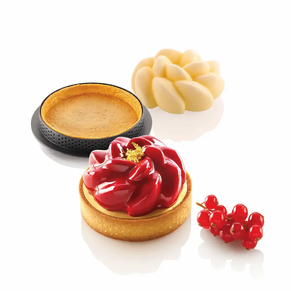 Kitchen utensils - KIT TARTE RING FLEUR ø80 MM - SET SILICONE MOULD + 6 RINGS - SILIKOMART S.R.L.