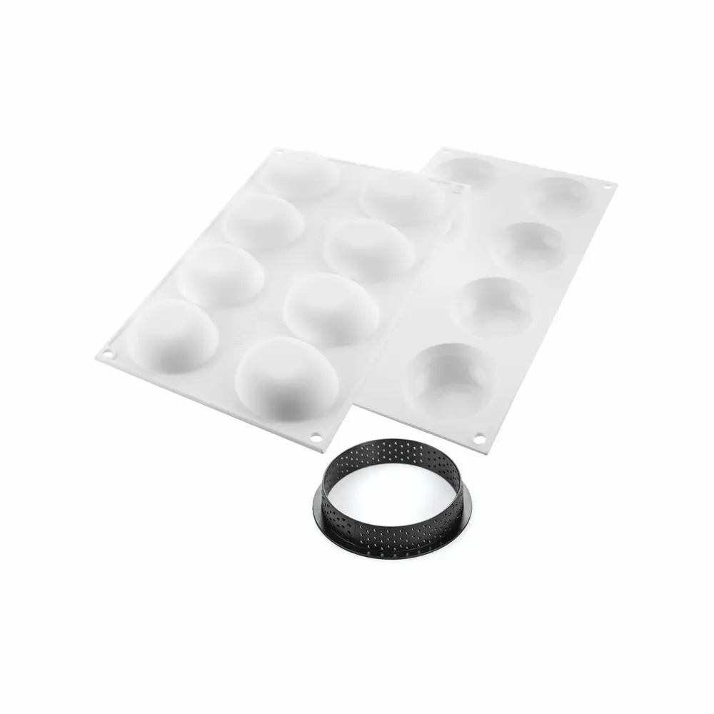 Kitchen utensils - KIT TARTE RING PALET ø70 MM - SET SILICONE MOULD ø64 MM + 8 RINGS - SILIKOMART S.R.L.