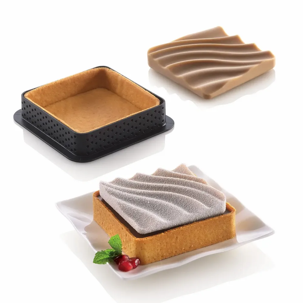Kitchen utensils - KIT MINI TARTE SAND - SILICONE MOULD + 6 RINGS 80X80 MM - SILIKOMART S.R.L.