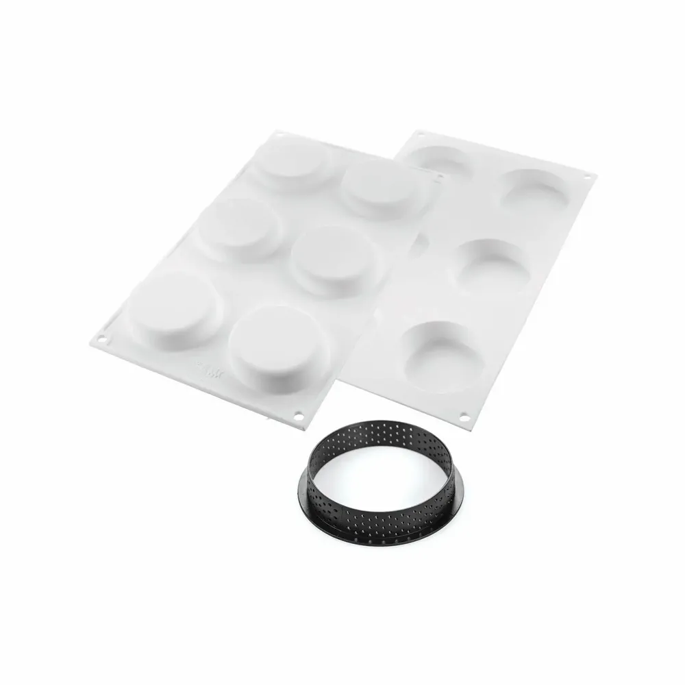 Kitchen utensils - KIT TARTE RING KLASSIK ø70 MM - SET SILICONE MOULD ø67 H 15 MM + 6 RINGS - SILIKOMART S.R.L.