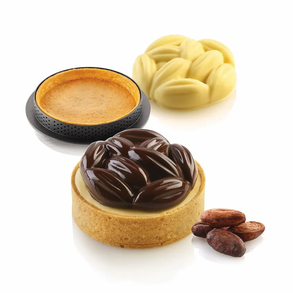 Kitchen utensils - KIT TARTE RING COCOA ø70 MM - SET SILICONE MOULD ø61 MM + 8 RINGS - SILIKOMART S.R.L.