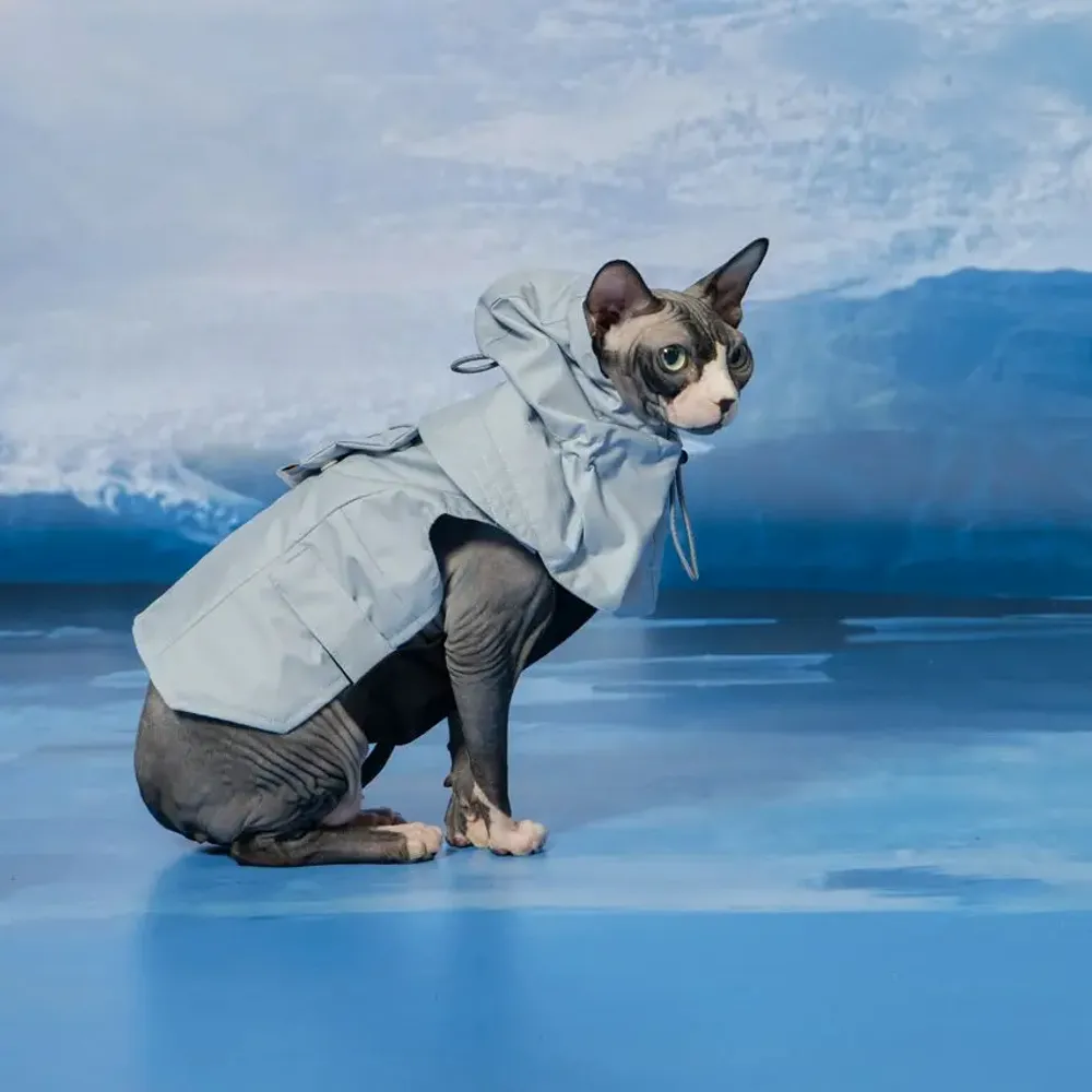 Pet accessories - Yama Paws/Sade Rain Jacket Grey Blue - MOMOTONE