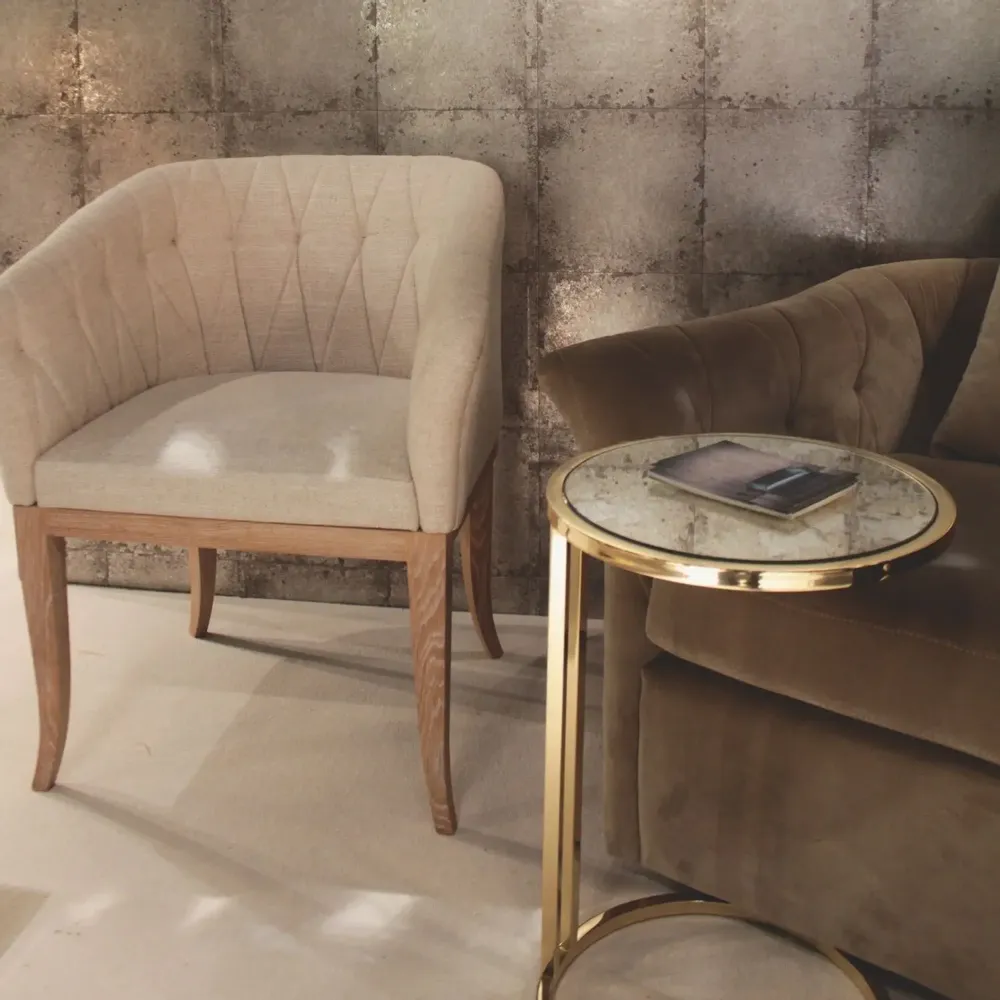 Tables for hotels - Julia Round Side Table, Antique mirror top, Polished Brass legs - DUISTT