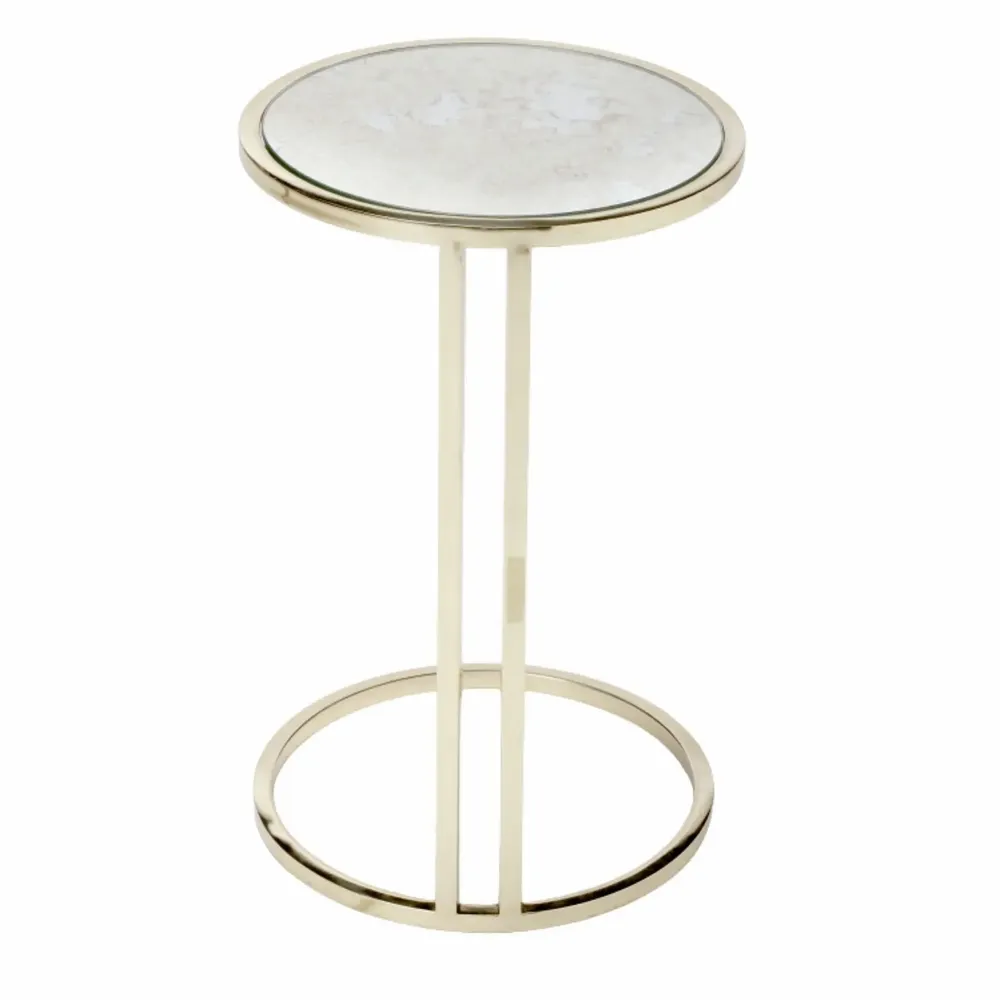 Tables for hotels - Julia Round Side Table, Antique mirror top, Polished Brass legs - DUISTT