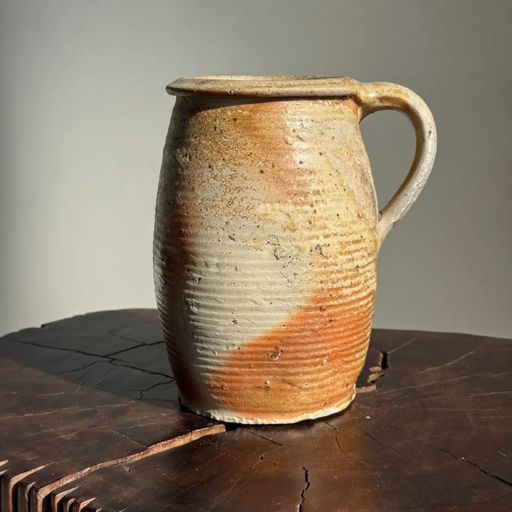 Carafes - Grand pot ovale en grès brut à anse beige H20 D11 - OFFICE OBJETS