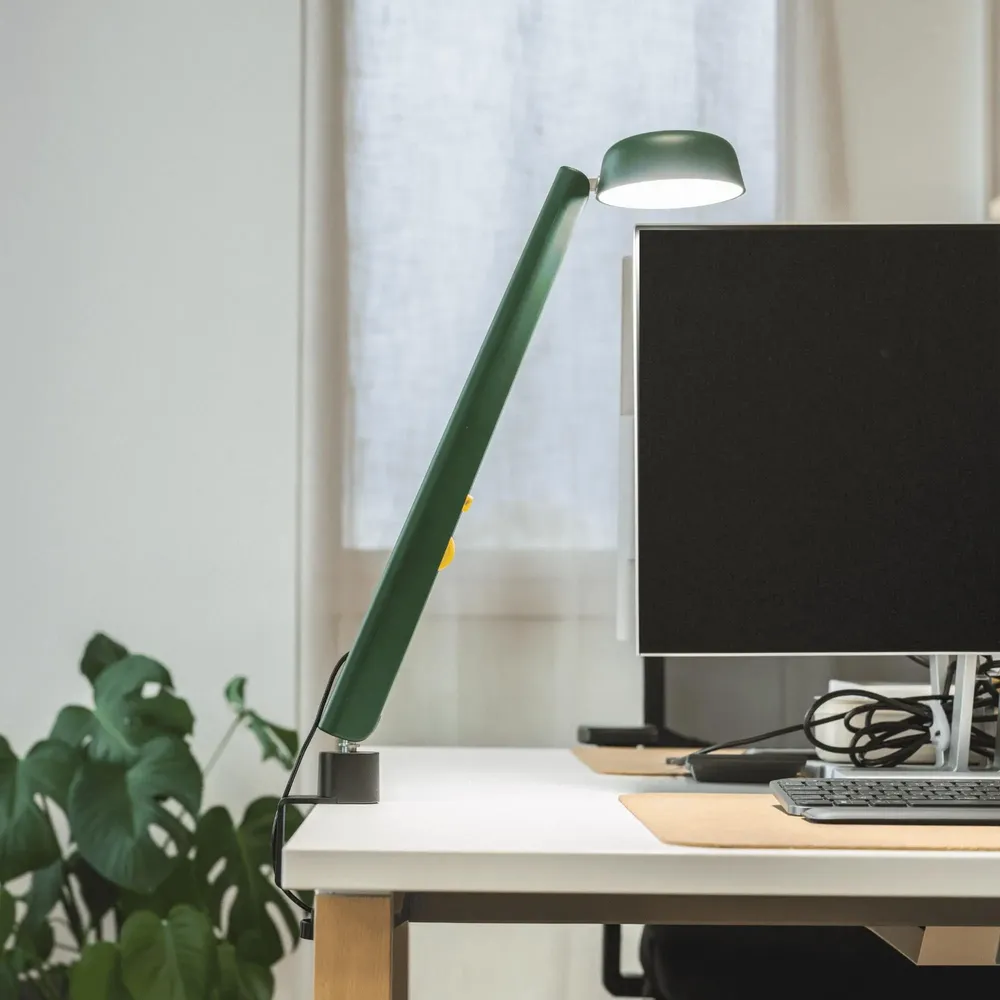 Aménagements pour bureau - Lampe Polux Original à pince - L - Vert forêt & Jaune - LUMINAIRES POLUX