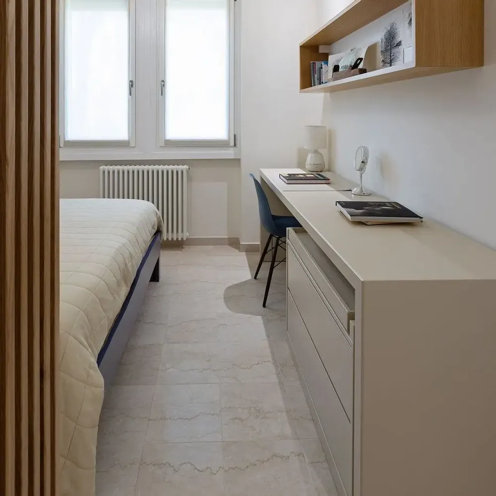 Verandas - Patinato Brushed Botticino Marble - Interior Floor Tile 30x30x1 cm - SENINI STONE  -NATURAL STONE MADE IN ITALY-