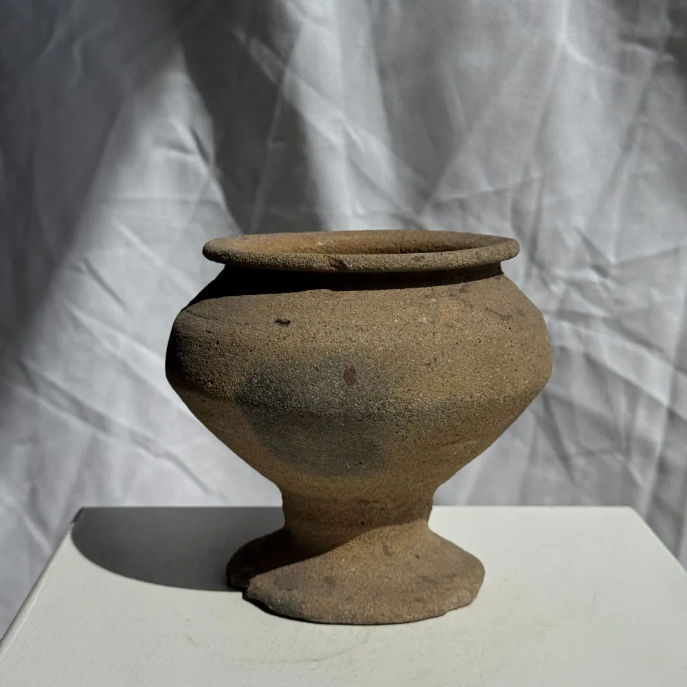 Vases - Small Indonesian Brutalist Pedestal Jar H13 D15 - OFFICE OBJETS