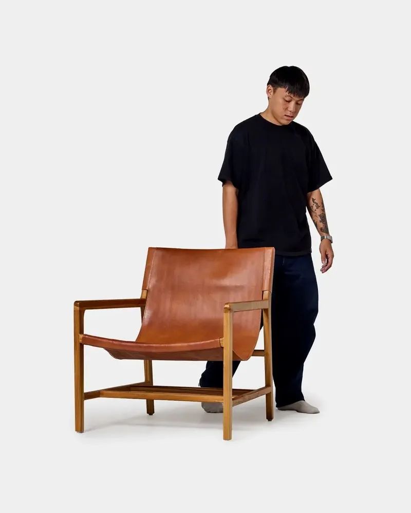 Armchairs - Hadi armchair - brown leather - DESIGN TRIP