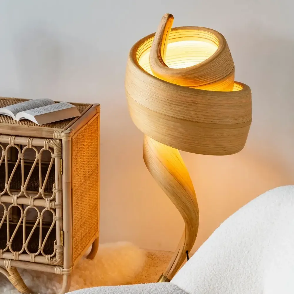 Table lamps - TULIPE – Table lamp in bamboo and bronze feet - HYDILE
