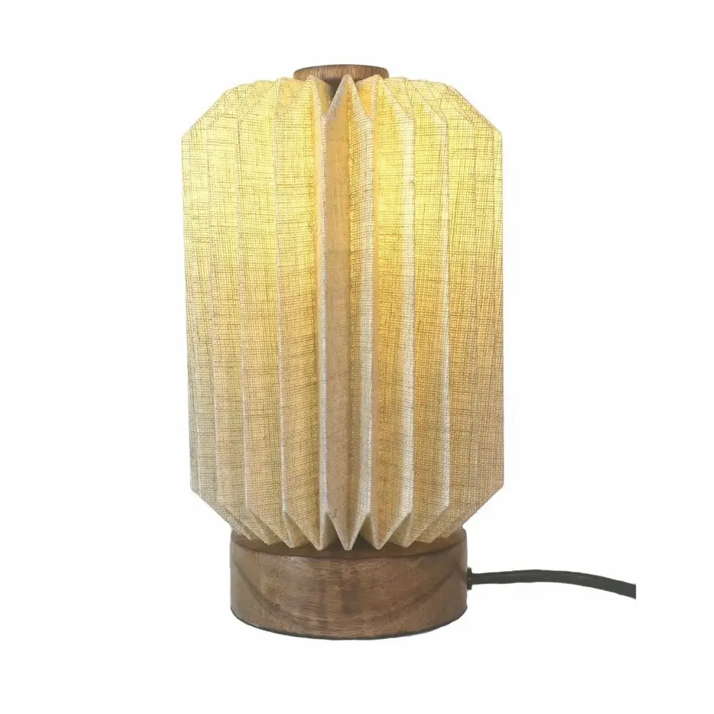 Lampes à poser - ERIS - Petite lampe à poser en lin et bois de manguier - HYDILE