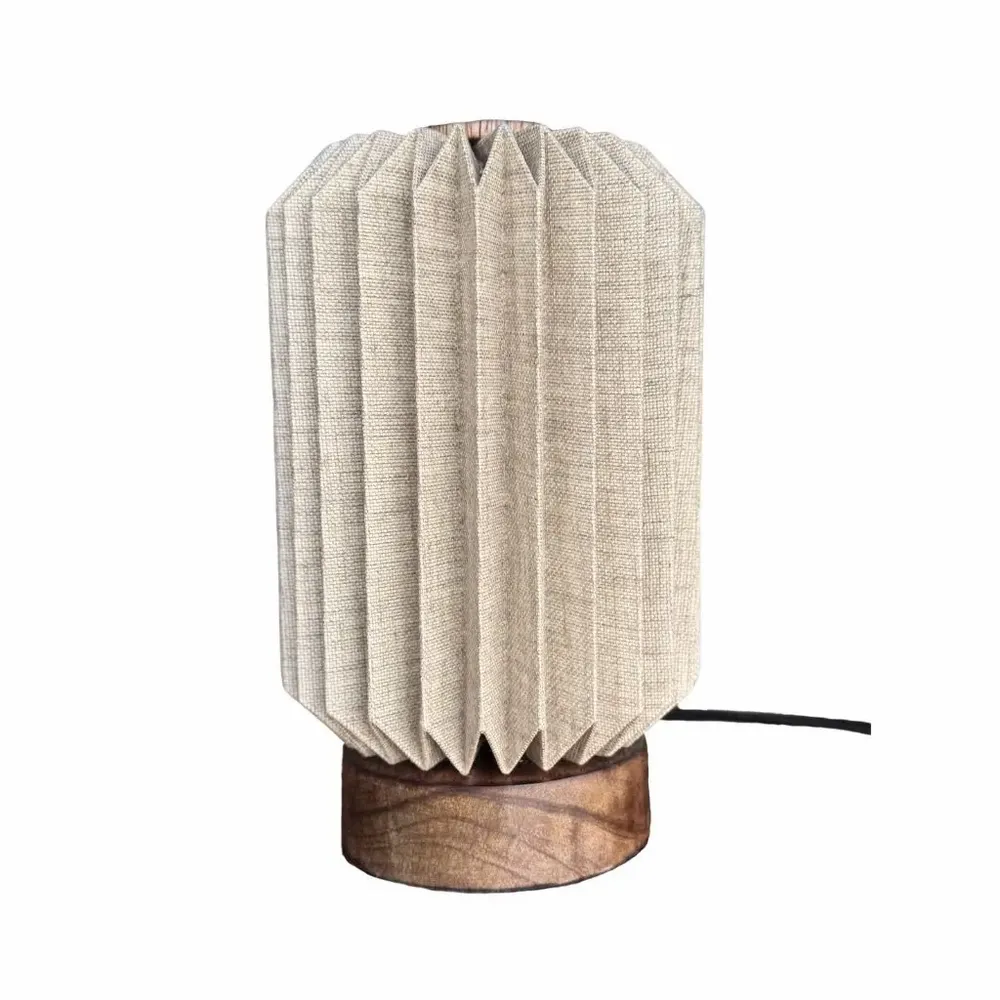 Lampes à poser - ERIS - Petite lampe à poser en lin et bois de manguier - HYDILE