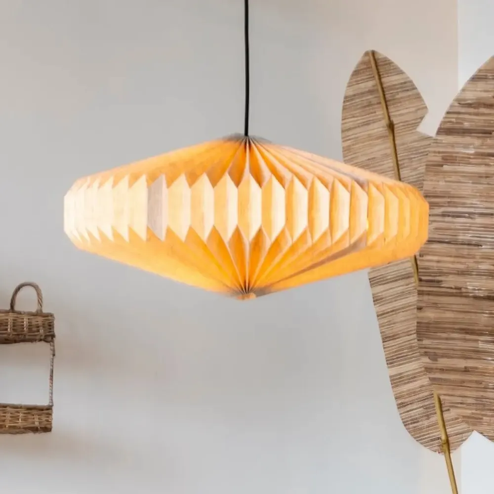 Hanging lights - ORCUS – Oval linen pendant light - HYDILE