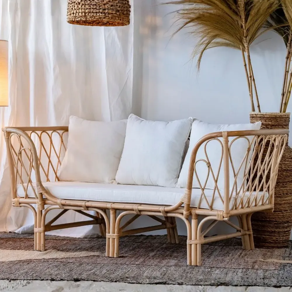 Sofas - TAHITI – Rattan bench with cushions - HYDILE