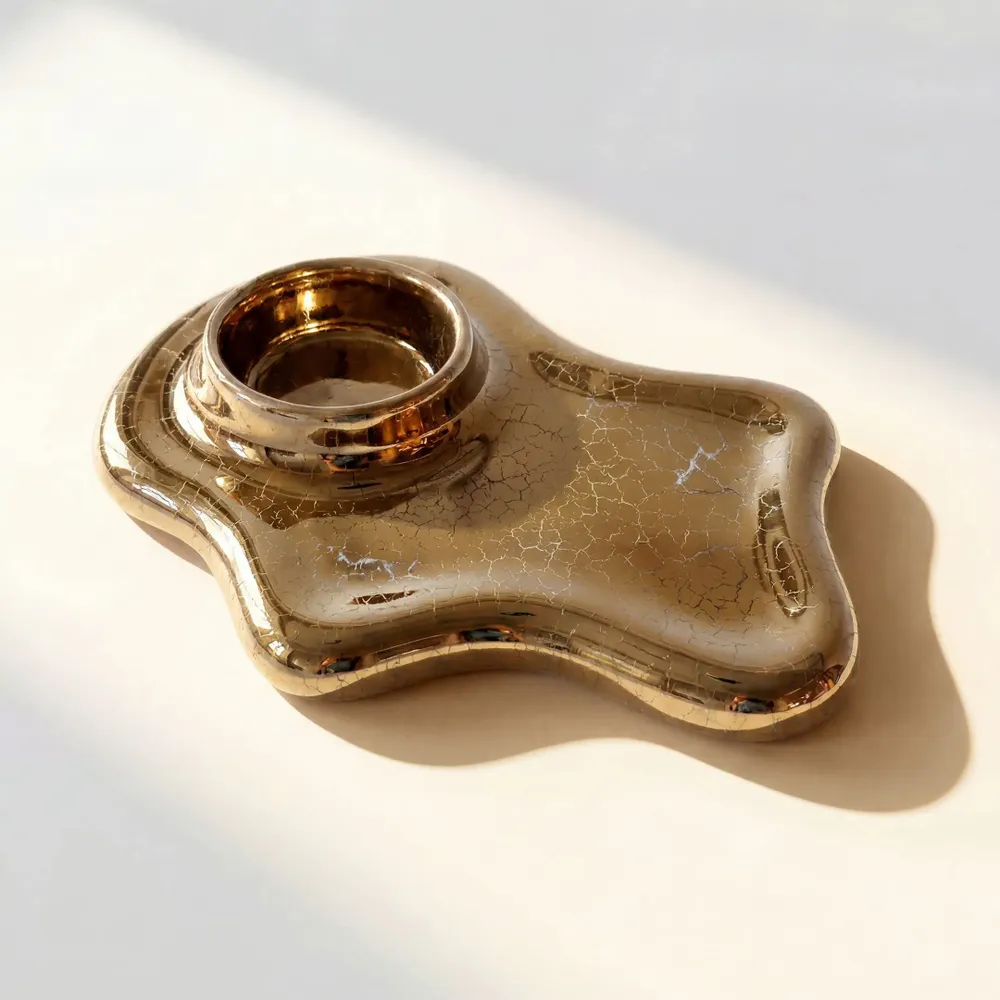 Candlesticks and candle holders - ALCHEMY Tealight Holder - Ash Gold - BIBAH