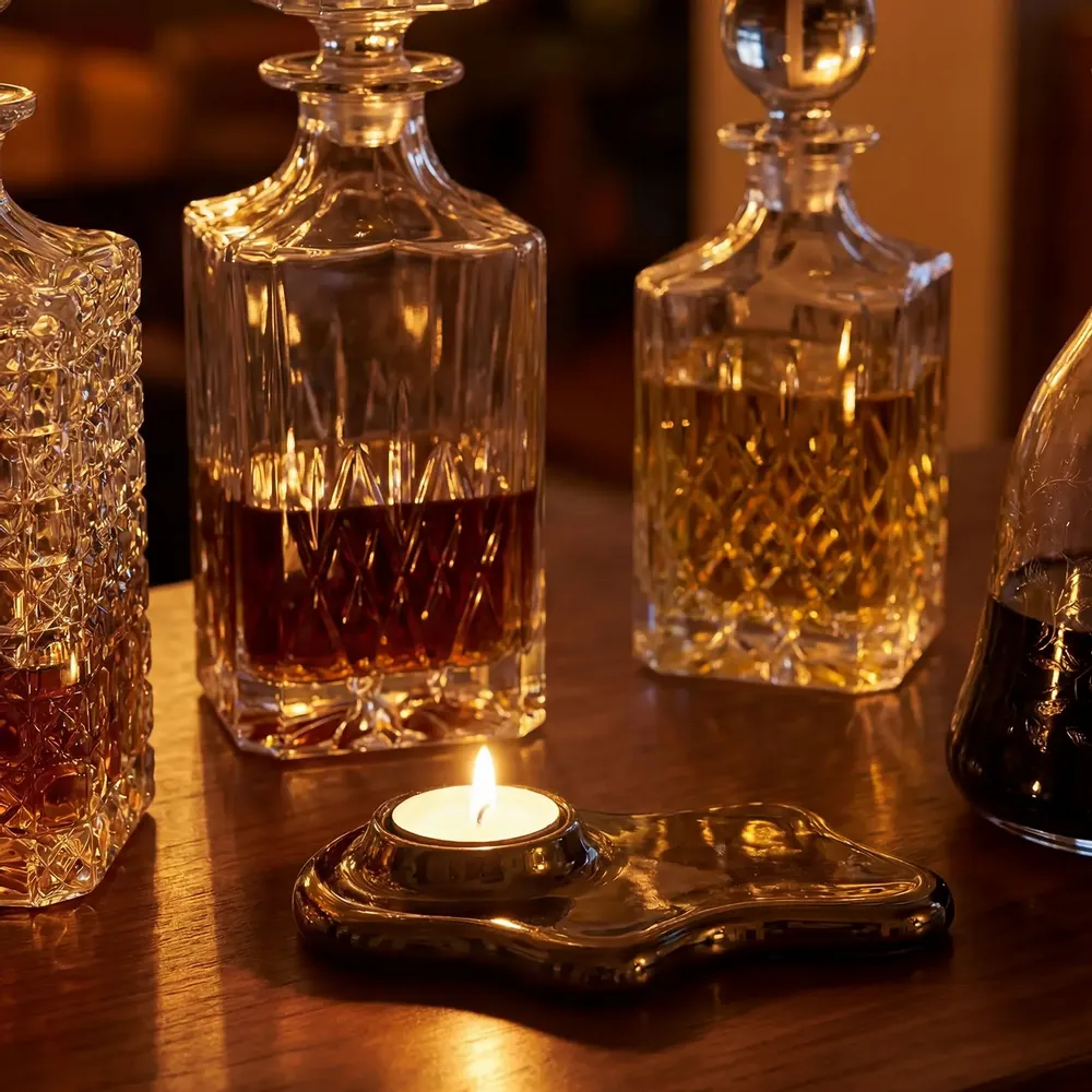 Candlesticks and candle holders - ALCHEMY Tealight Holder - Ash Gold - BIBAH