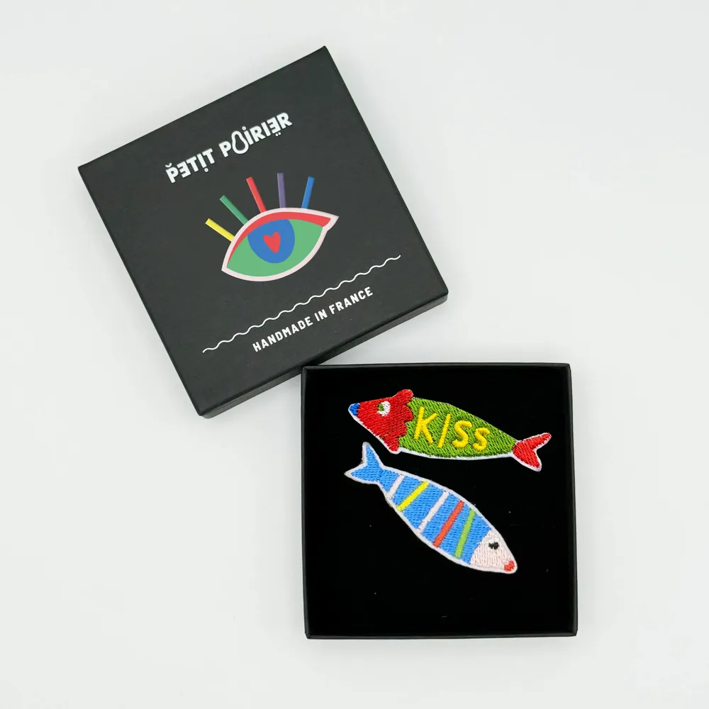 Cadeaux - Barrette brodée Duo Poissons - PETIT POIRIER