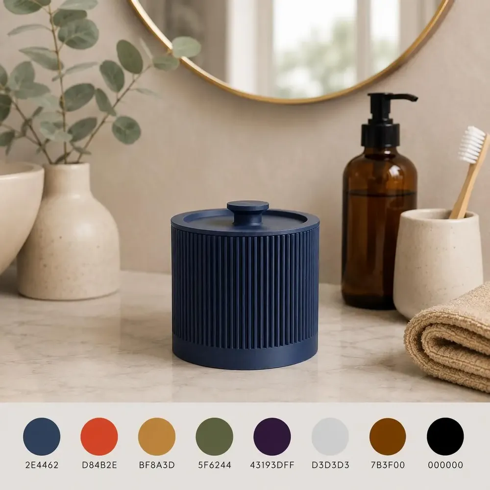 Rangements pour salle de bain - Range coton design avec couvercle – Impression 3D Made in France - CRÉA-TH