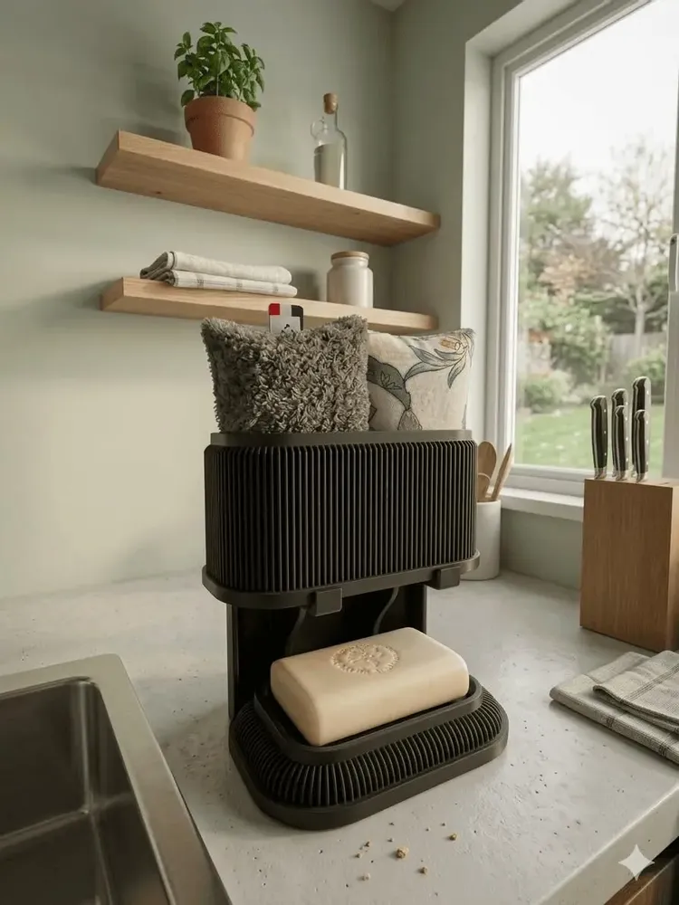 Kitchens furniture - Vertical Sponge & Soap Dish Stand - Compact Organizer - CRÉA-TH