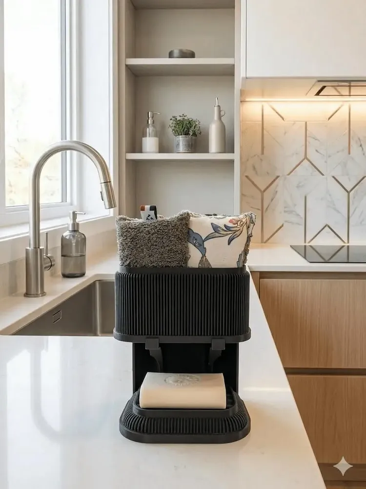 Kitchens furniture - Vertical Sponge & Soap Dish Stand - Compact Organizer - CRÉA-TH