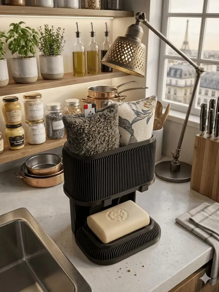Kitchens furniture - Vertical Sponge & Soap Dish Stand - Compact Organizer - CRÉA-TH
