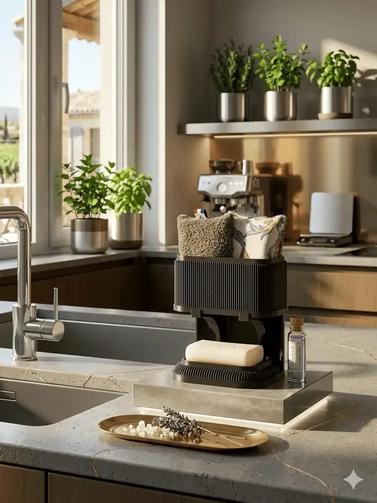 Kitchens furniture - Vertical Sponge & Soap Dish Stand - Compact Organizer - CRÉA-TH
