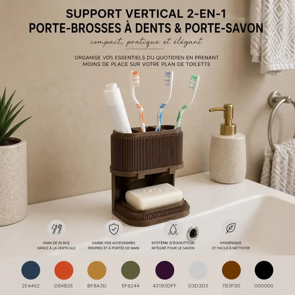 Installation accessories - Support vertical salle de bain 2-en-1 - CRÉA-TH