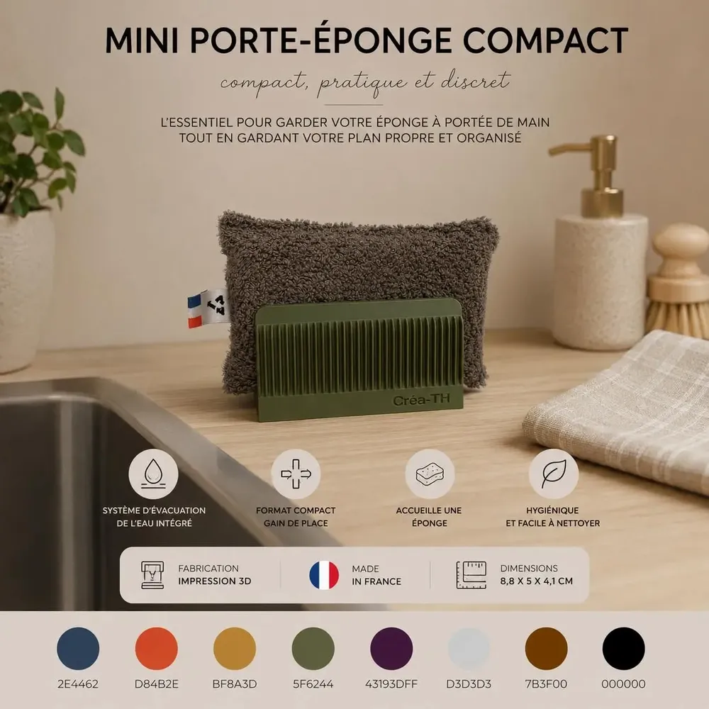 Egouttoirs - Mini porte-éponge compact – Impression 3D Made in France - CRÉA-TH