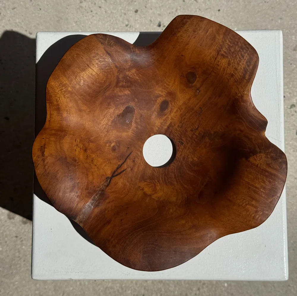 Hanging lights - Small wavy teak flat leaf suspension D:30 - OFFICE OBJETS
