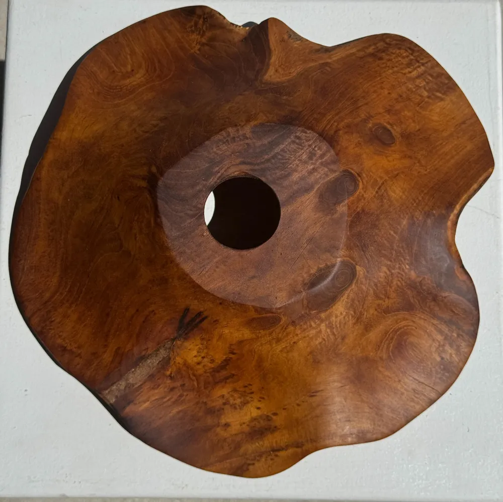 Hanging lights - Small wavy teak flat leaf suspension D:30 - OFFICE OBJETS