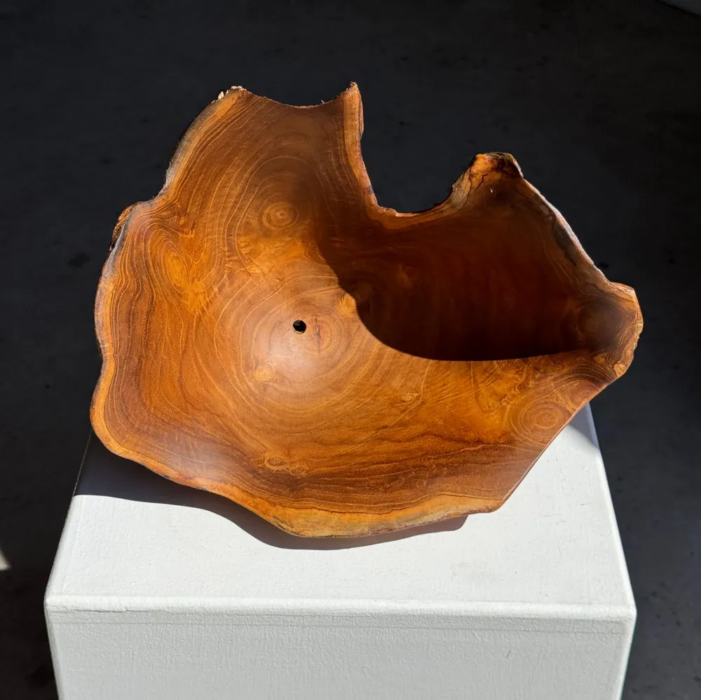 Hanging lights - Small organic teak suspension hat D30 H20 - OFFICE OBJETS